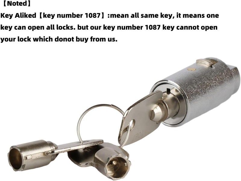 Goodheng locks Vending Machine Lock,7 Pins Cylinder Lock with Tubular Same Key for Soda Vending Machine,Coke Snack Machine,Coffee Maker,Candy Machine,Key aliked Number 1087,4 Set - Image 2